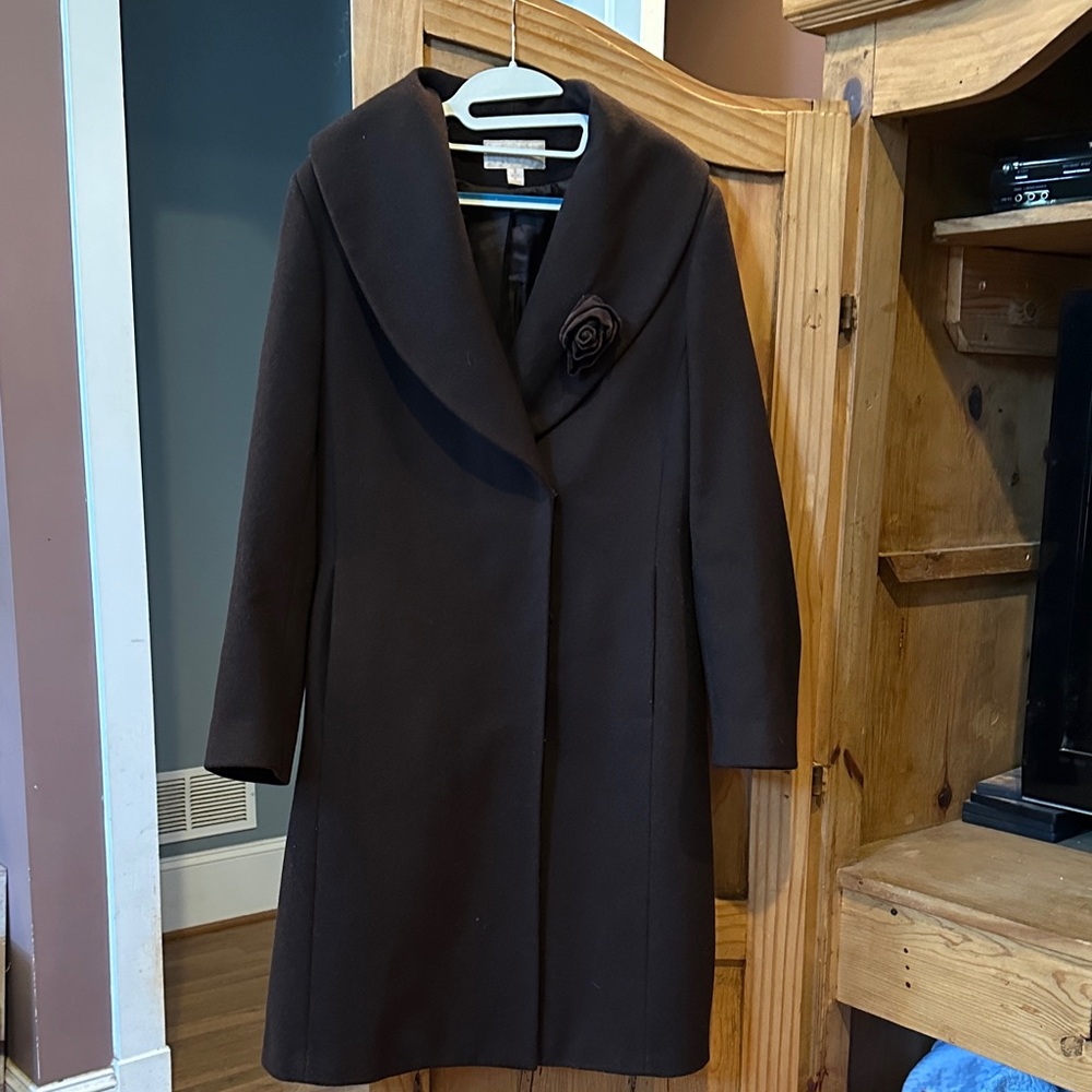Monroe & Main Dark Brown Cape with Floral Detail
